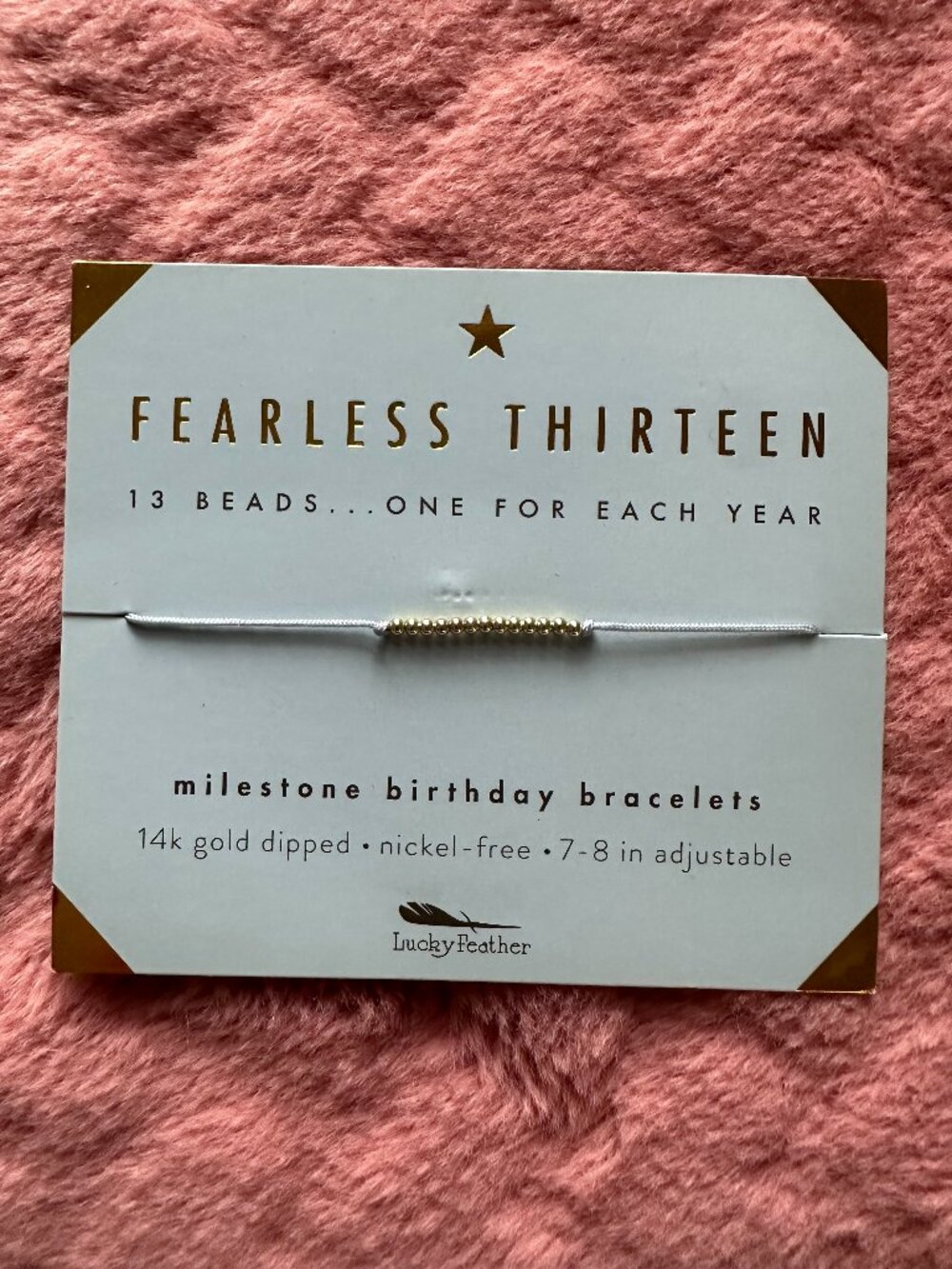 Lucky Feather Fearless Thirteen Birthday Milestone Bracelet - NWT